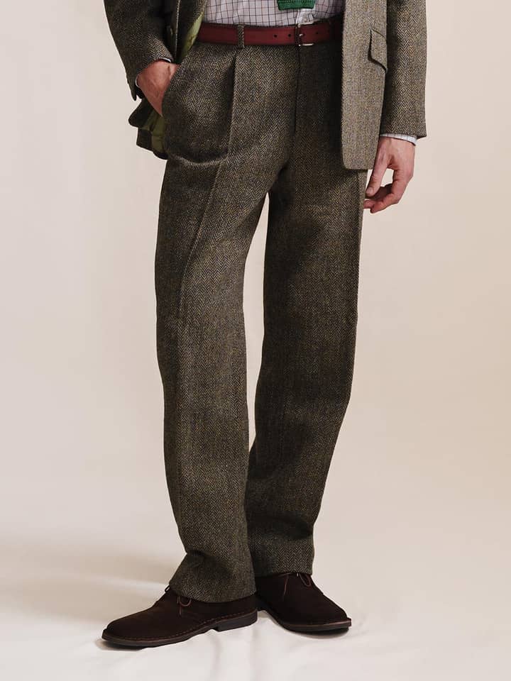 Men's Bracken Brown Harris Tweed® Trousers On Model